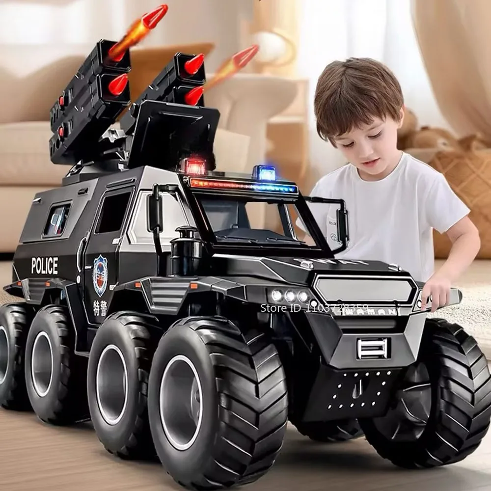 1:24 スケール Avtoros シャーマンパトカーモデルおもちゃ合金ダイキャストオフロード車サウンドライトドアオープンプルバック子供のためのギフト