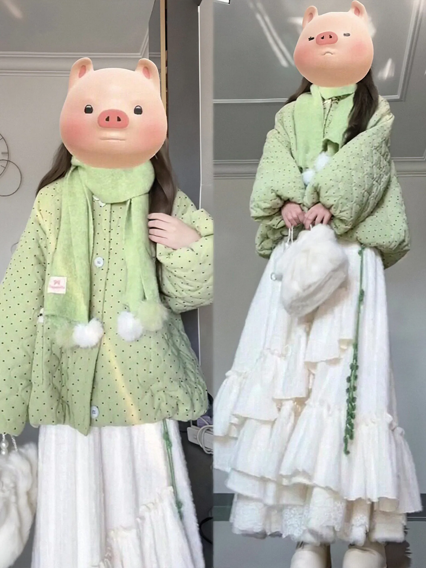 

Winter Cotton Jaet Sweater Skirt Tee-Piece Set plus Size Women's Faion Casual Warm Comfortable Loose Fit Ensemble