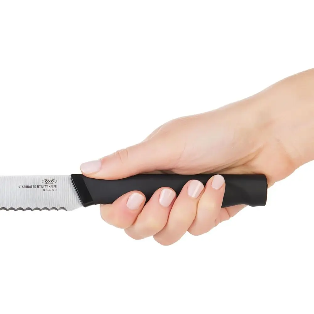5-Inch Serrated Utility Knife, Silver and Black