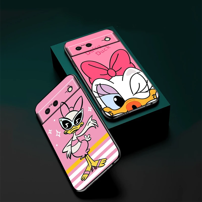 Art Disney Donald Duck For Google Pixel 9 8 7A 7 6A 6 5A 5 4 4A XL 5G Black Silicon Shockproof Shell Funda Phone Case