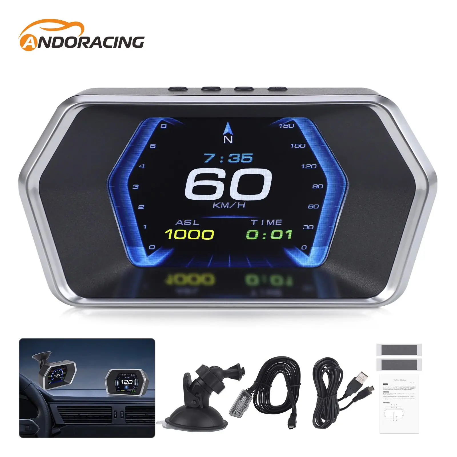 Car Speedometer On-board Computer  Projector Electronics Digital Head Up Display OBD2 GPS Smart P17 For HUD Overspeed Warn Time
