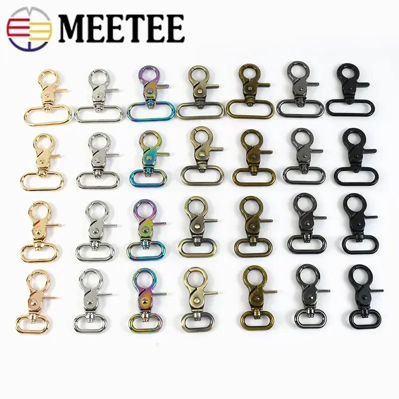 2/4/10pcs Meetee 20-50mm Luggage Strap Metal Buckles Bags Lobster Carbines Swivel Trigger Snap Hook Collar Clasp DIY Accessories