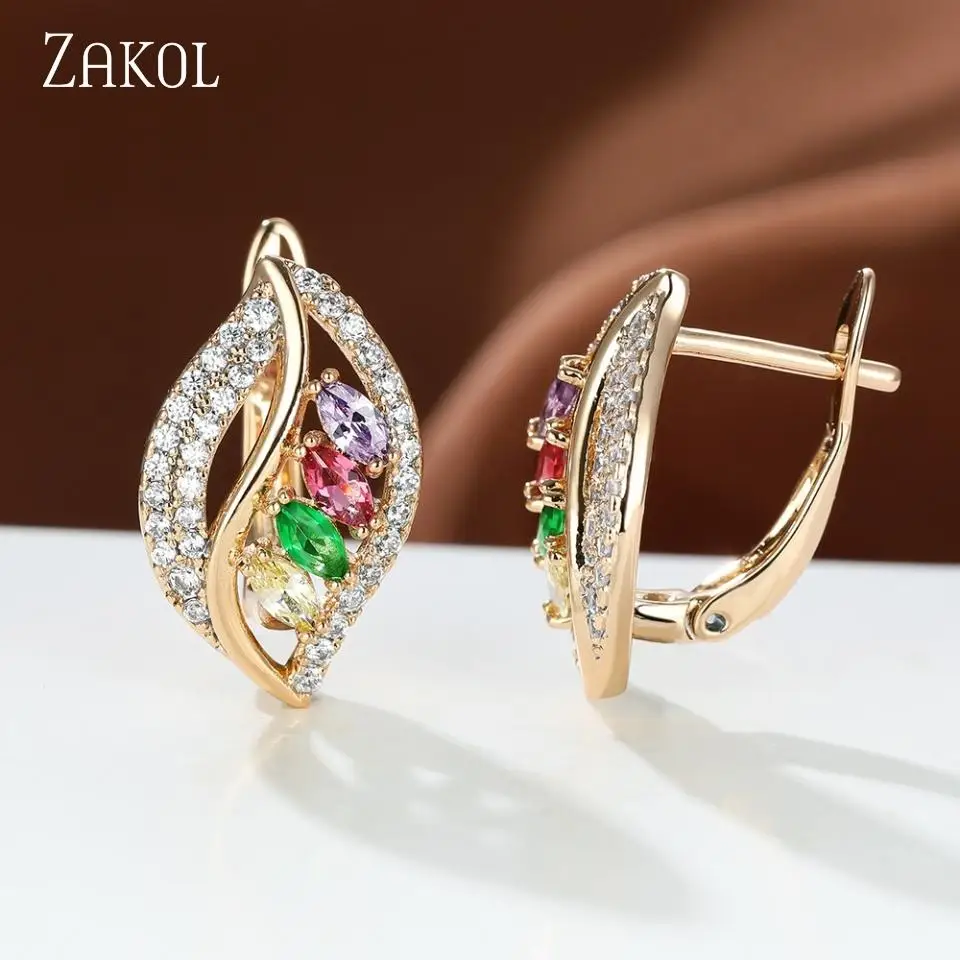 ZAKOL Fashion Versatile Copper Micro-set Zircon Hoop Earrings For Women Shiny Charming Clearance Processing Jewelry Accessories