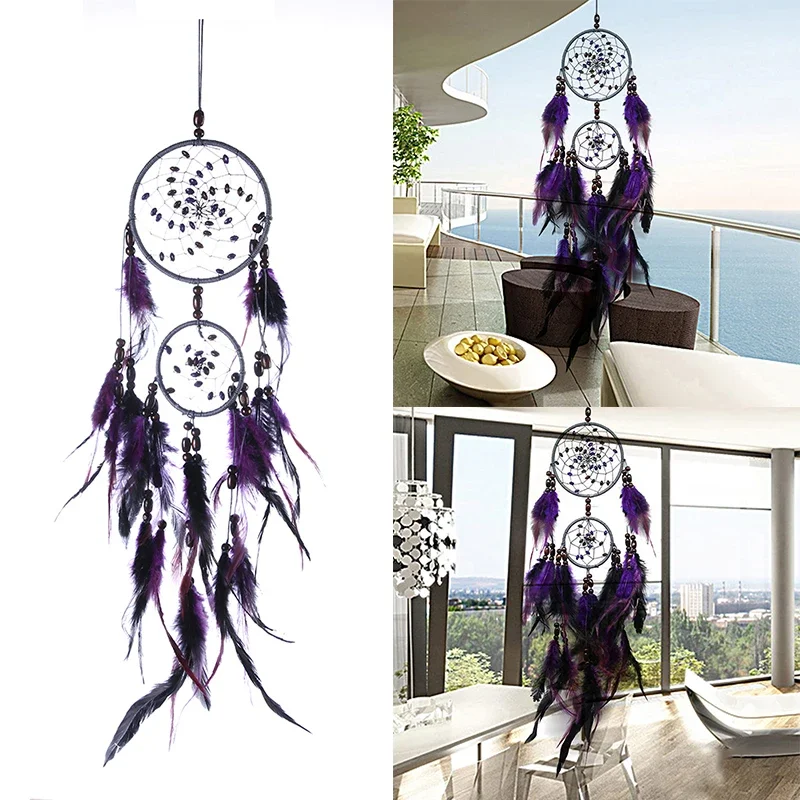 Purple Feather Dream Catcher Feathers Wall Hanging Pendant Home Room Car Decor Craft Ornamentr Office Homestay Decoration Gift