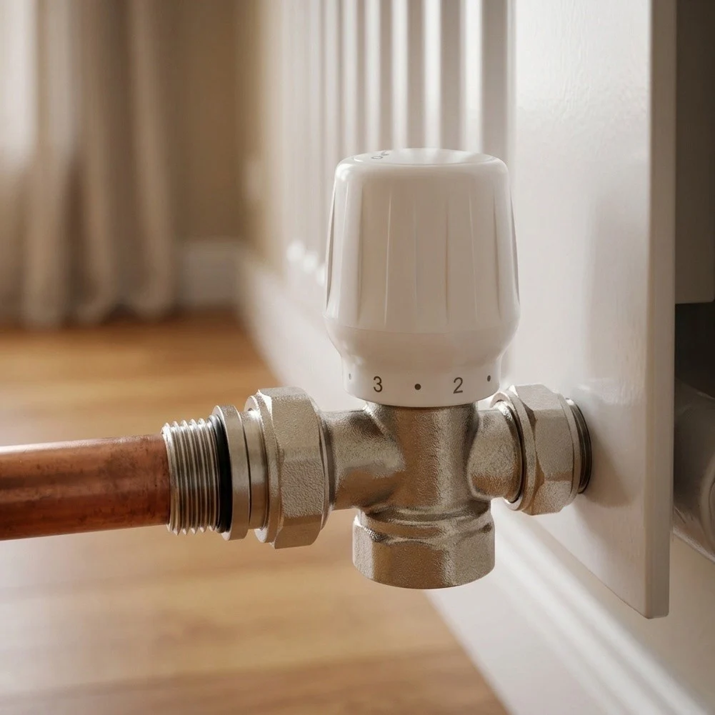 Manual Temperature Control Valve 1/2 Angle Style for Radiators Offering Adjustable Coolant Flow and Repairable Build