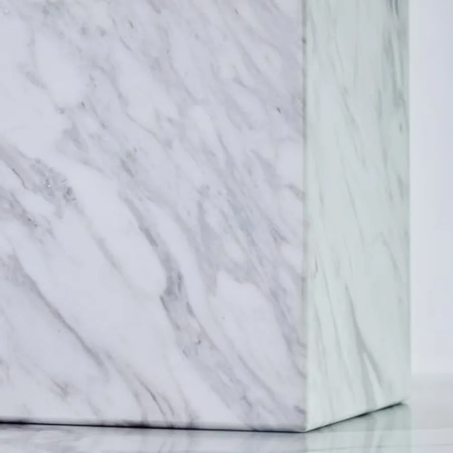 Cestino per rifiuti in marmo bianco naturale, robusto cestino per rifiuti quadrato in pietra con cestino portaoggetti domestico durevole e decorativo con strutturazione unica