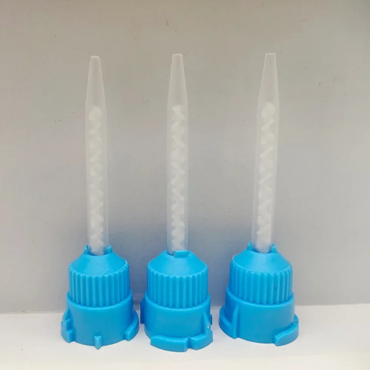 

50 Pieces Dental Mixing Head Light Body Silicone Rubber Temporary Crown and Bridge Material Mixing Head Mixing Tube 1:1 Short