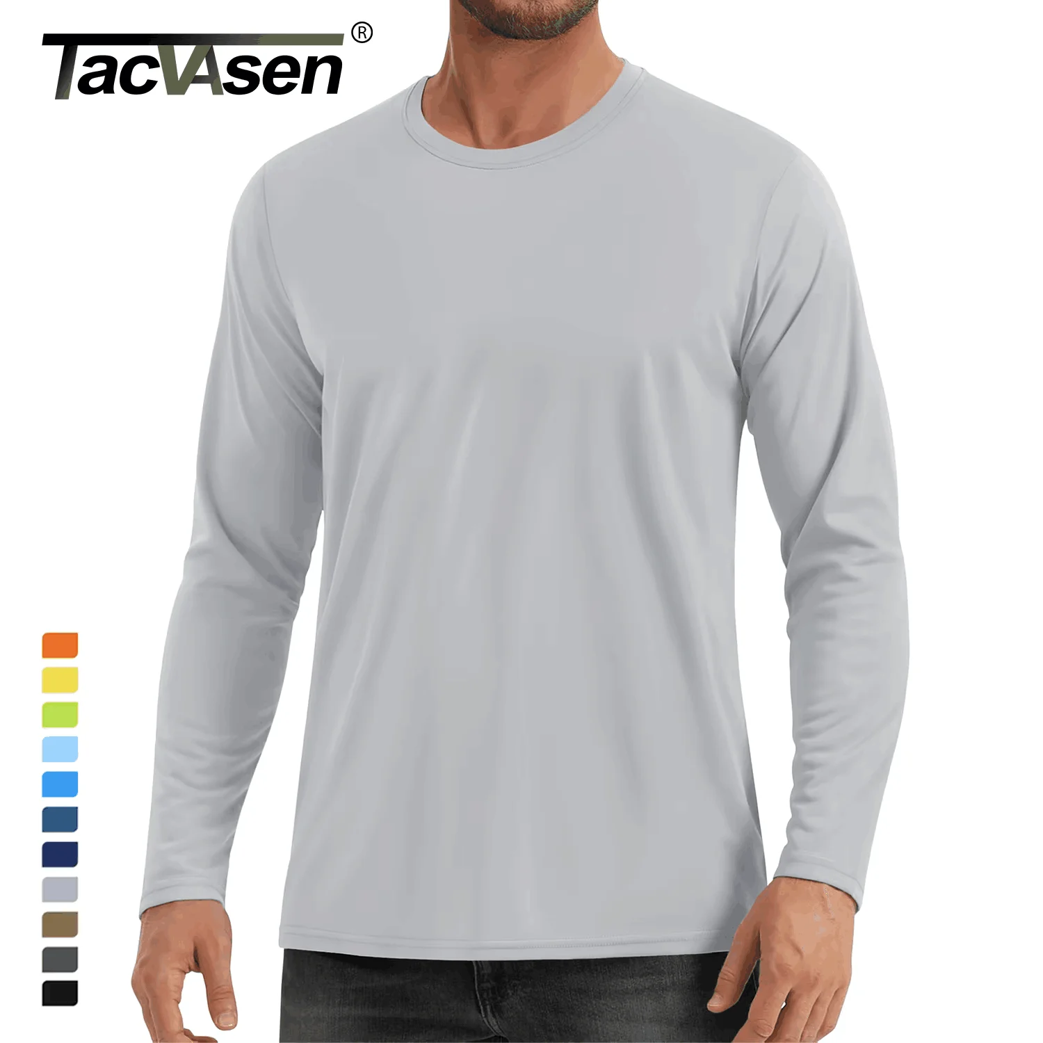 TACVASEN UPF 80+ Sun Protection T-shirts Men's Quick Dry Long Sleeve Athlectic T Shirts Performance Sports T-shirts Rash Guard