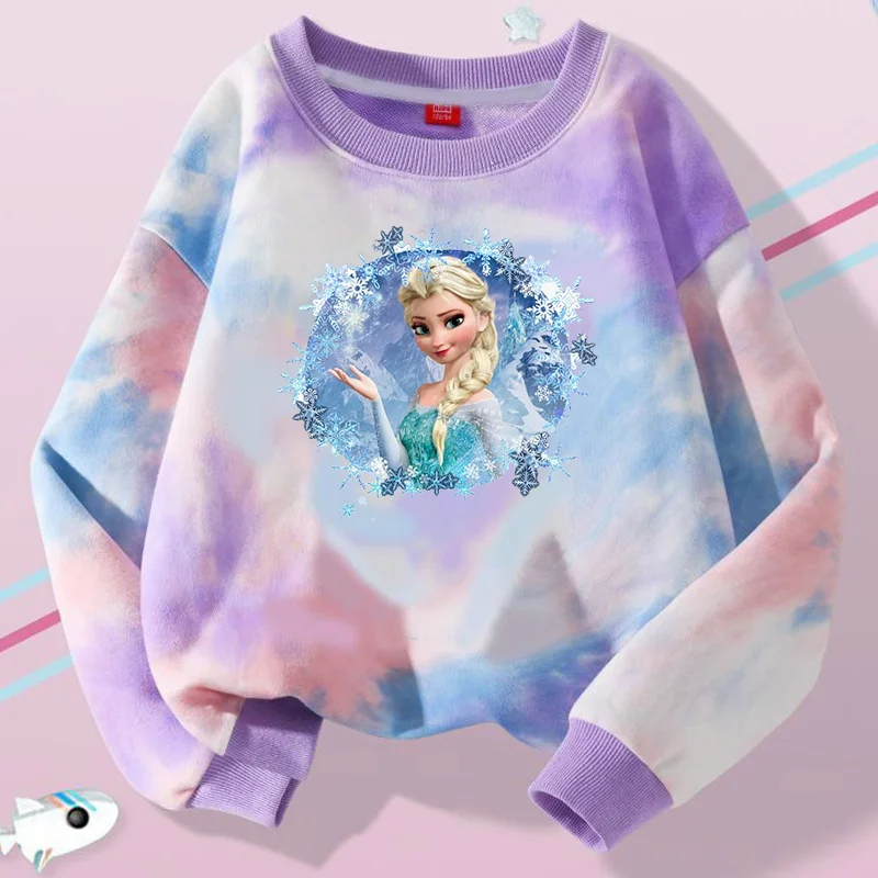 Frozen Anna Elsa Kids Bottoming Shirt Crewneck Girls Sweatshirt Pullover Blouse Children Autumn Winter Casual Long-sleeved Tops