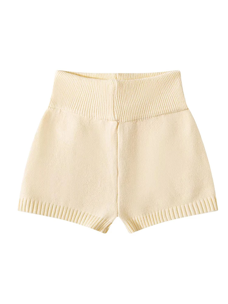 Frauen Hohe Taille Shorts Retro Gestrickte Abnehmen Hip Fahrstuhl Vielseitig Gewickelt Hüfte Herbst Winter Hosen