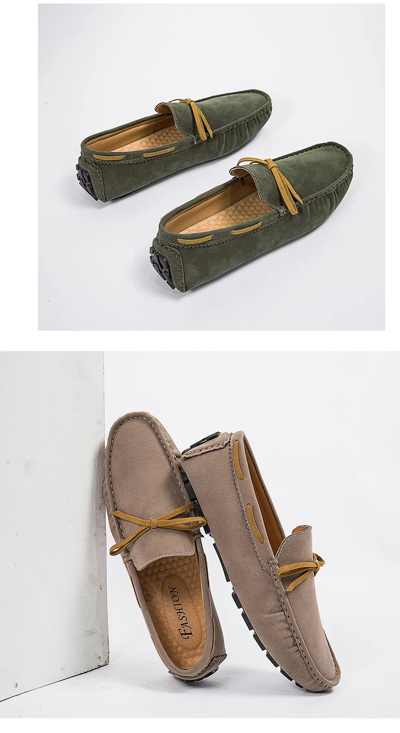 Handgefertigte Loafer in Übergröße für Paare, trendige, lässige Slipper im britischen Stil, Fahrschuhe, extra breit, Schuhe aus Wildleder. – Detail 20