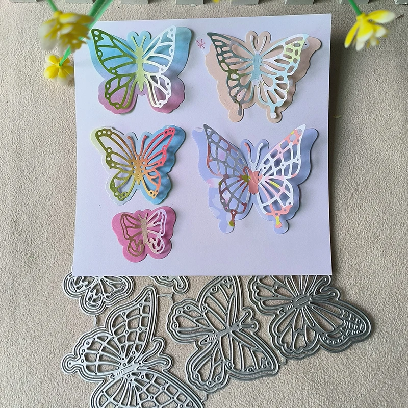 New 5 Pcs stereoscopic Butterfly metal cutting die mould scrapbook decoration embossed photo album decoration card making DIY