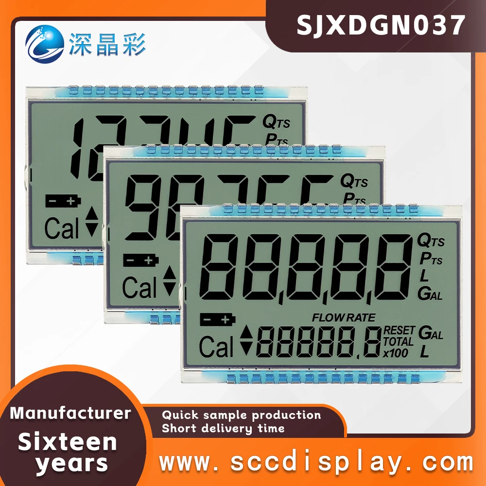 Hoge kostenprestaties op maat gemaakt segmentcodetype statisch LCD-scherm SJXDGN037 FSTN digitaal display met laag energieverbruik