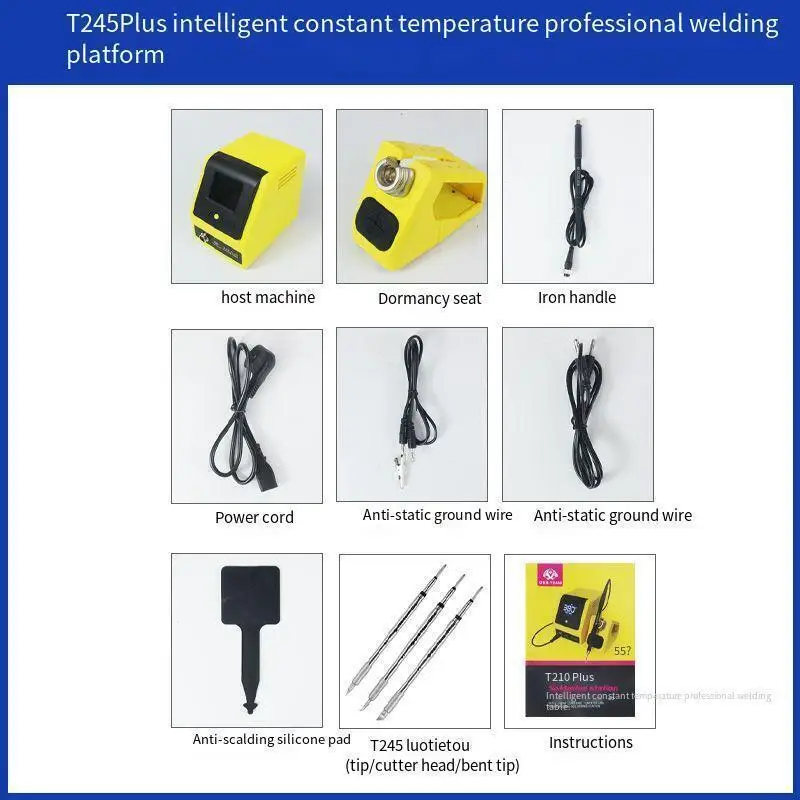 Soldador eléctrico OSS T245 Plus con temperatura ajustable para mantenimiento de teléfonos móviles, estación de soldadura de alambre volador