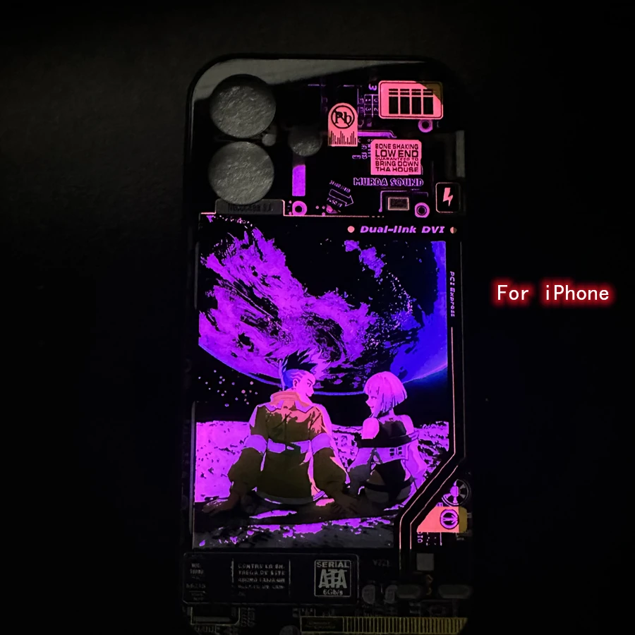 

Art Line Moon Selfie Flash Case For iPhone 17 air 16 15 Pro Max 14 7 8 Plus SE 13 12 Mini 11 LED Anime Phone Cover Couple Fundas