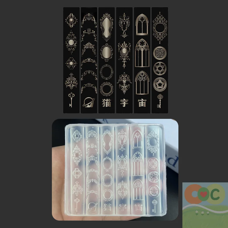 قالب سيليكون حامل شموع ثلاثي الأبعاد بنمط أوروبي عتيق، قالب تصميم شفاف لفن الأظافر بنفسك #2