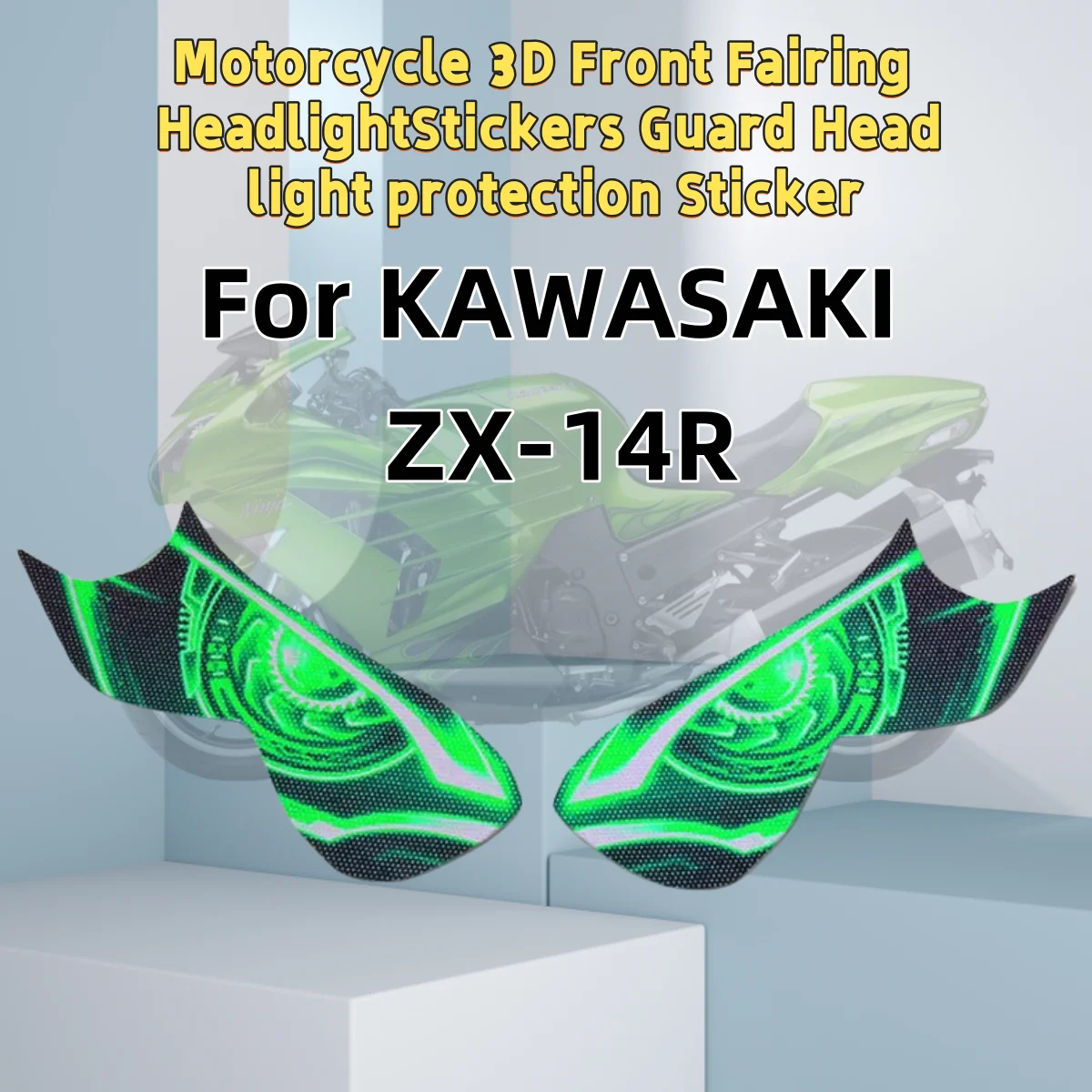 

Motorcycle 3D Front Fairing Headlight Stickers Guard Head light protection Sticker For KAWASAKI ZX-14R ZX 14R ZX14R 2012-2016