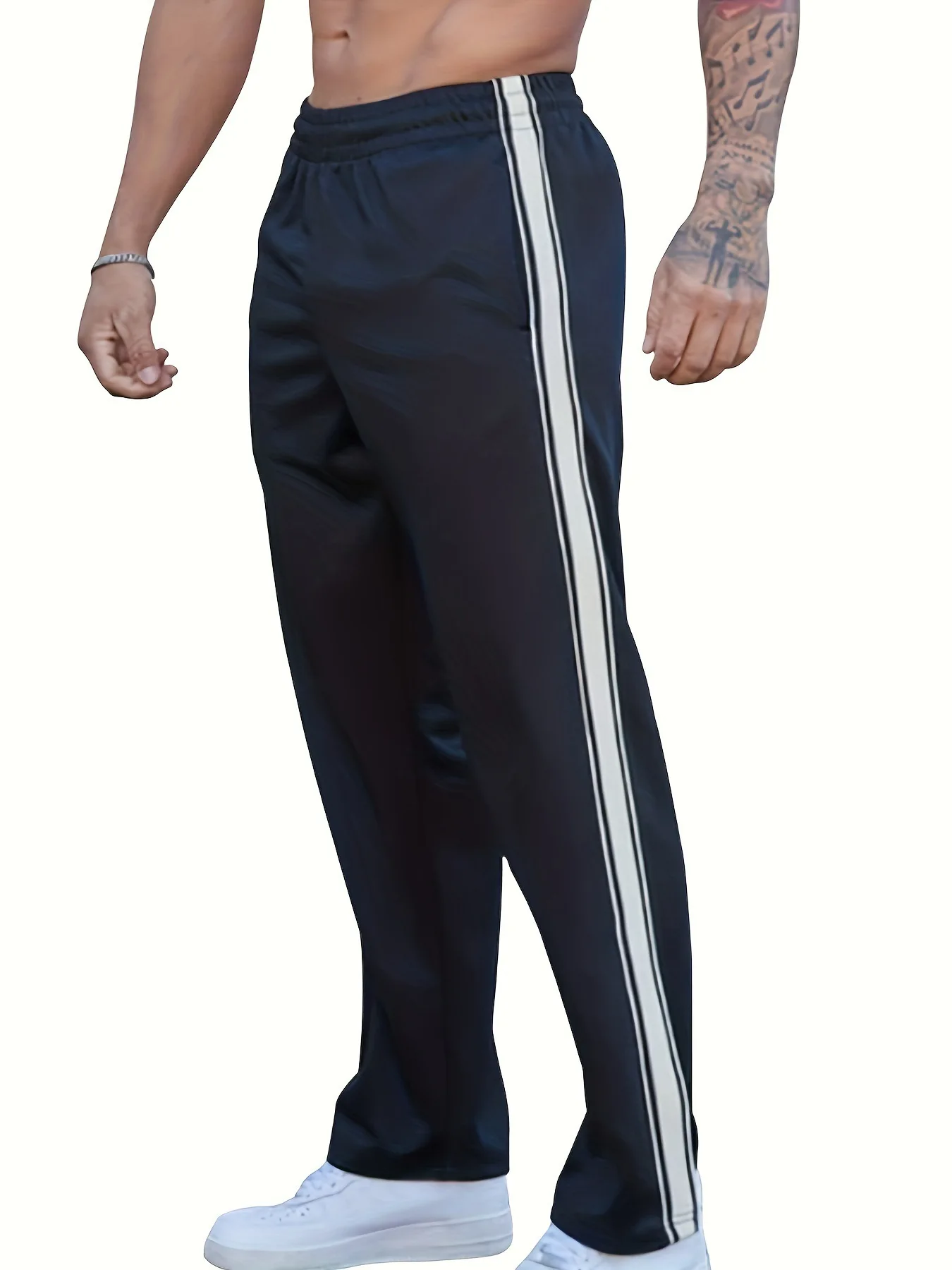 New Men's striped casual wide leg pants comfortable and soft spring and autumn fashionable sports pants trendy casual pants