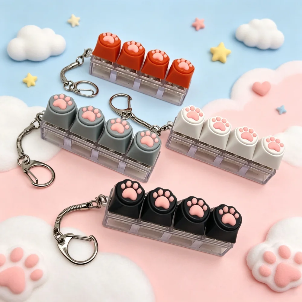 Silicone Soft Cat Claws Keychain Key Ring Pendant Mobile Phone Backpack Pendant Desktop Accessories Decompression Press Tools