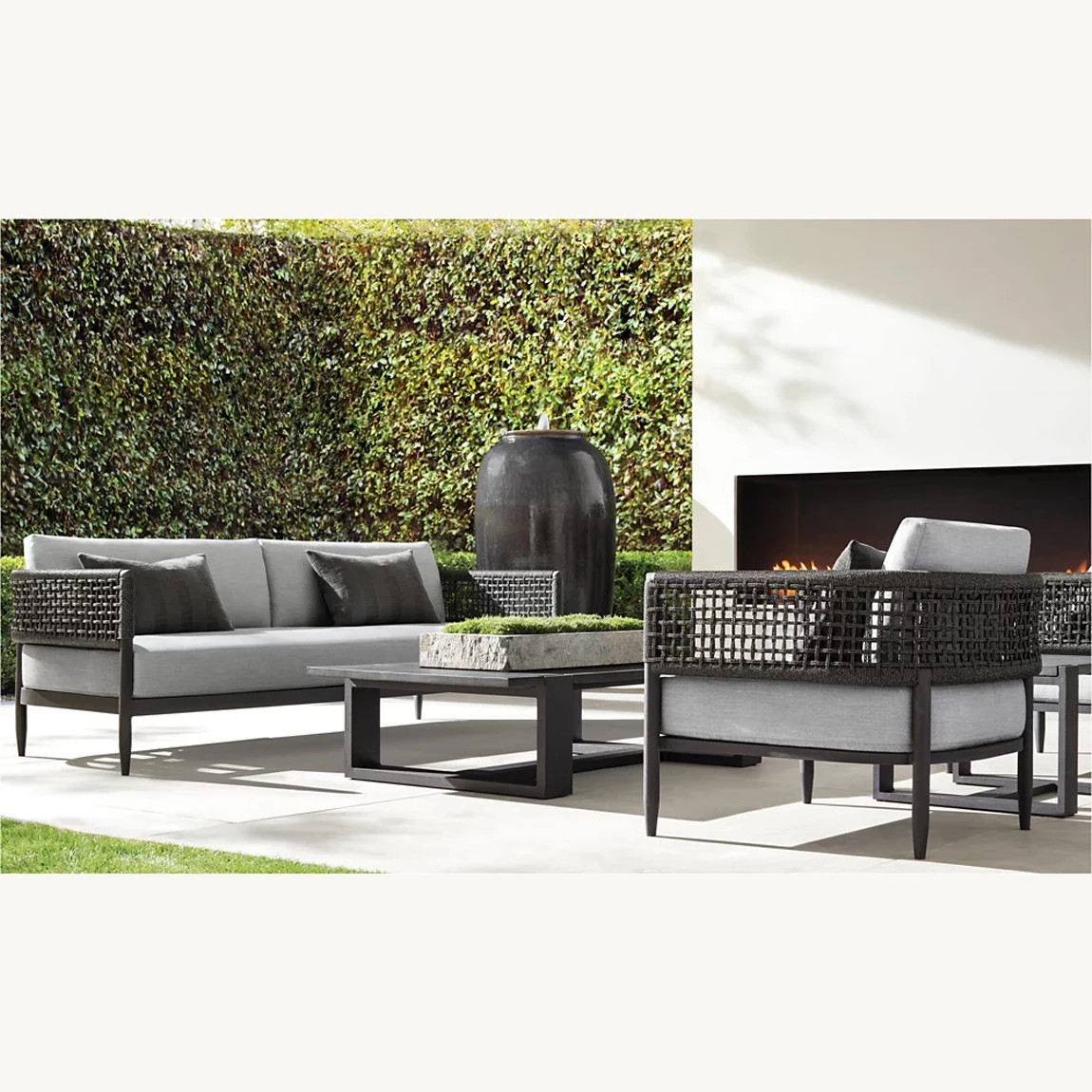 

Nordic Small Size 2 Seater Rope Woven Balcony Outdoor Garden Patio Sofa Set
