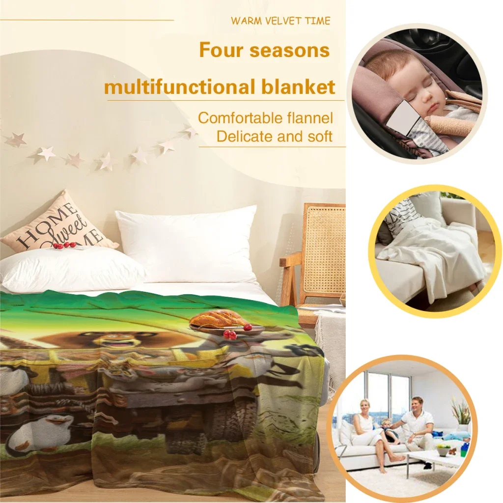 Madagascar Comfortable Flanne Blanket Fluffy Soft Bedroom Decor Sofa Blankets Comforter Home and Decoration