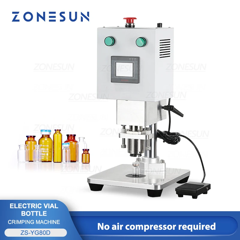 

ZONESUN Manual Electric Vial Crimper Glass Bottle Sealer Flip-off Caps Sealing Tool Aluminum Tabletop ZS-YG80D