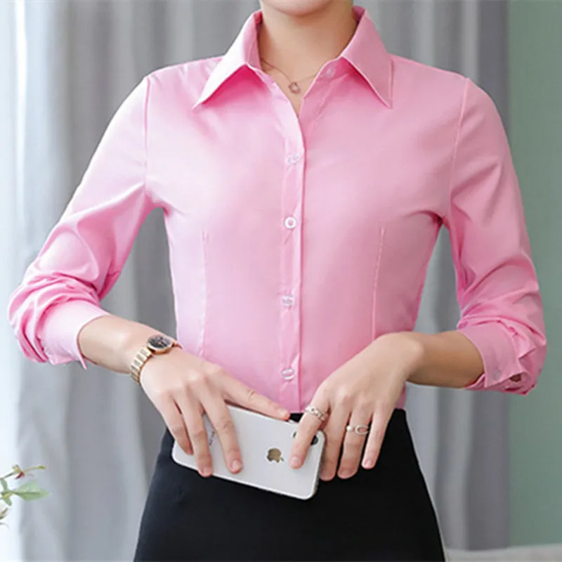 

Fashion Cotton Shirts White Shirt Women Long Sleeve Shirts Tops Office Lady Basic Shirt Blouses Button Solid Woman Blouse 5XL