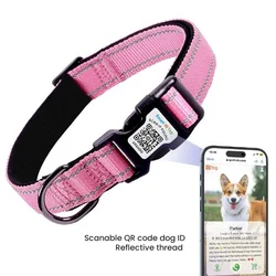 Personalized Glowing Collar Neck QR Scan Identification Addressee Reflective Dog Levrier Necklace ID for All Dogs Travel Hiking