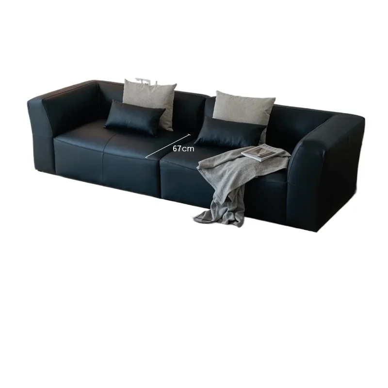 

Cowhide living room black leather split 3 people 4 people sofa
