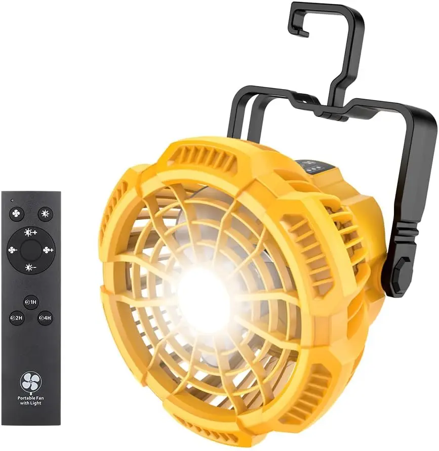 

Portable Camping Fan with LED Lantern, Battery Operated, 180° Head Rotation for Outdoor Hiking and Travel