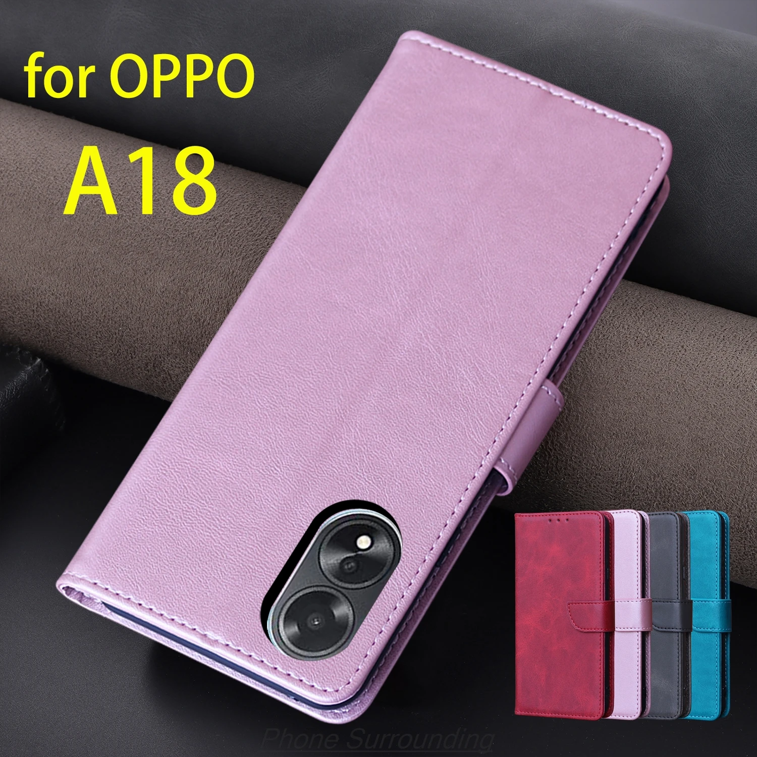 Wallet Flip Cover Leather Case for OPPO A18 6.56