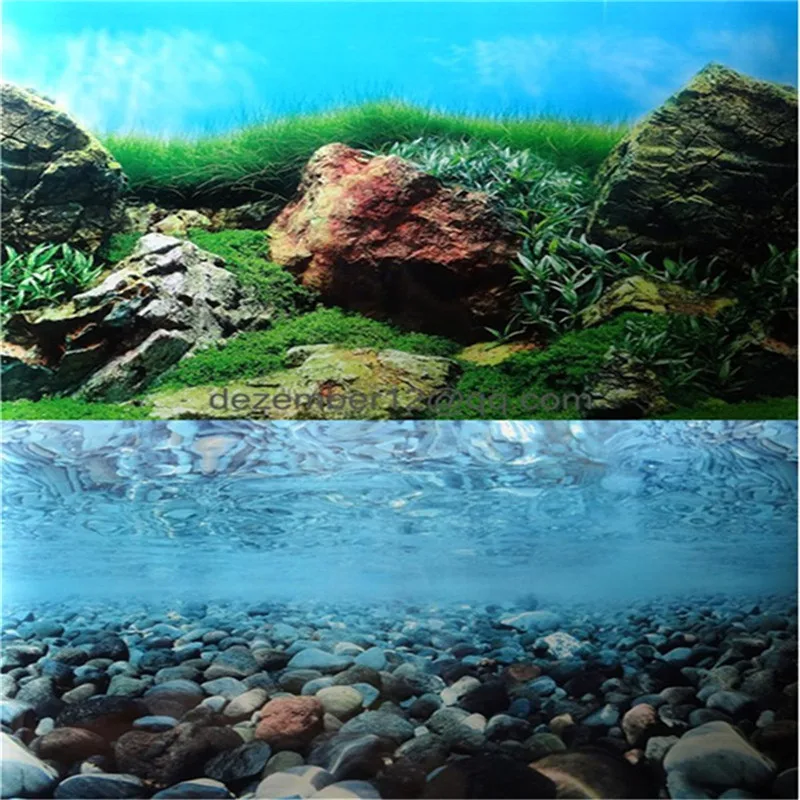 30CM 40CM 50CM Aquarium Background Poster Wood Double Sided Fish Tank Decorative Ocean Landscape Picture Wall Decor Glossy