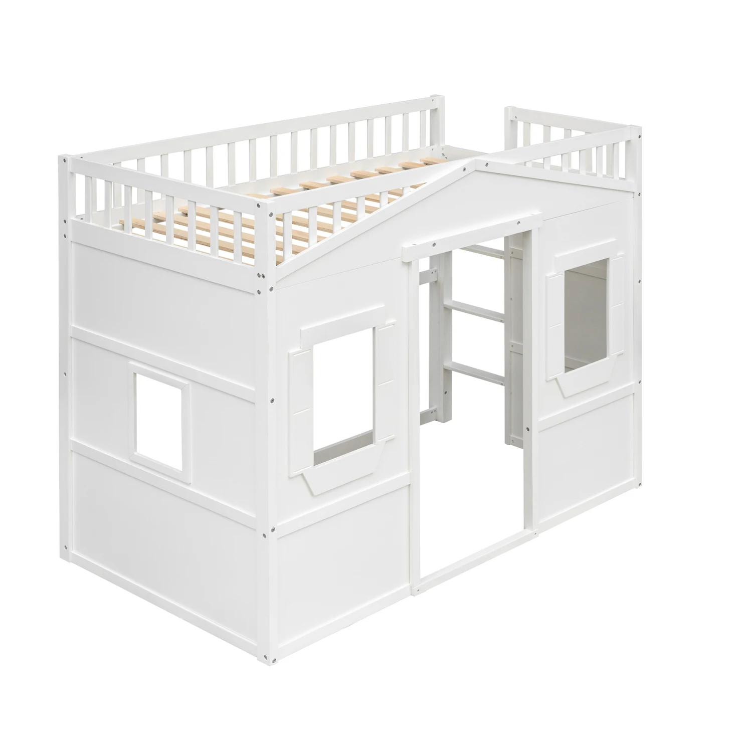 House Loft Bed White Twin Size Ladder