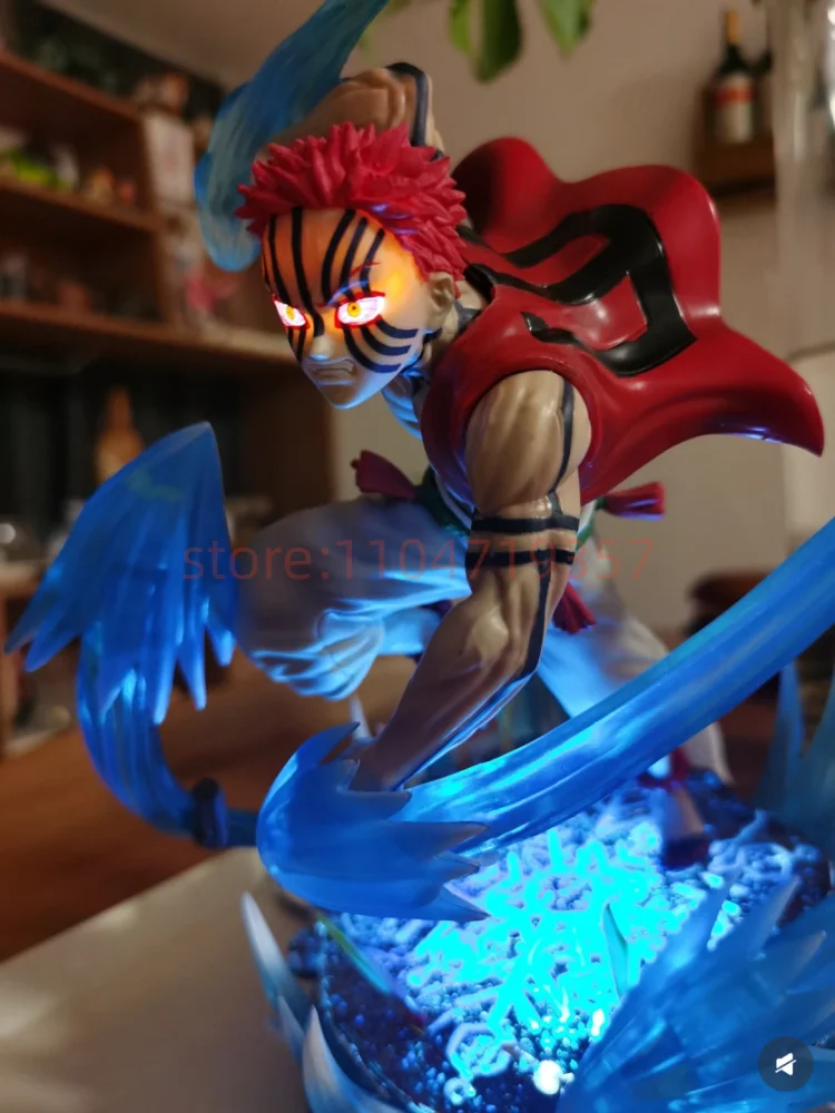 Anime Fights Kimetsu Hakuji Figures Gk Demon Slayer Akaza Can Emit Light Action Figure Decoration Twelve Kizuki Pvc Model Toys