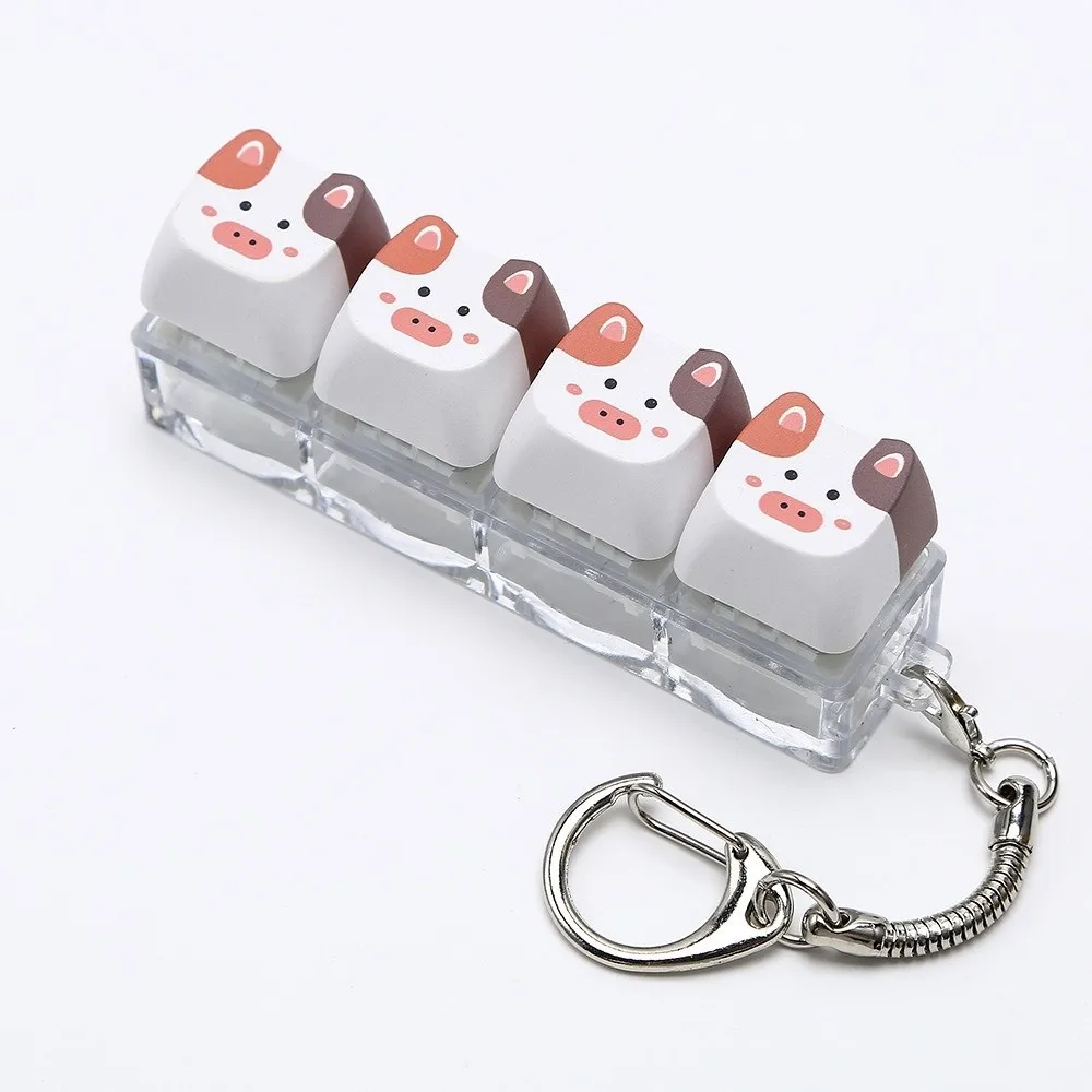 Detachable Fidget Button Keyring Mini Size Creative Animals Printed Keycap Keychain Novelty Portable Stress Relief Bag Pendant