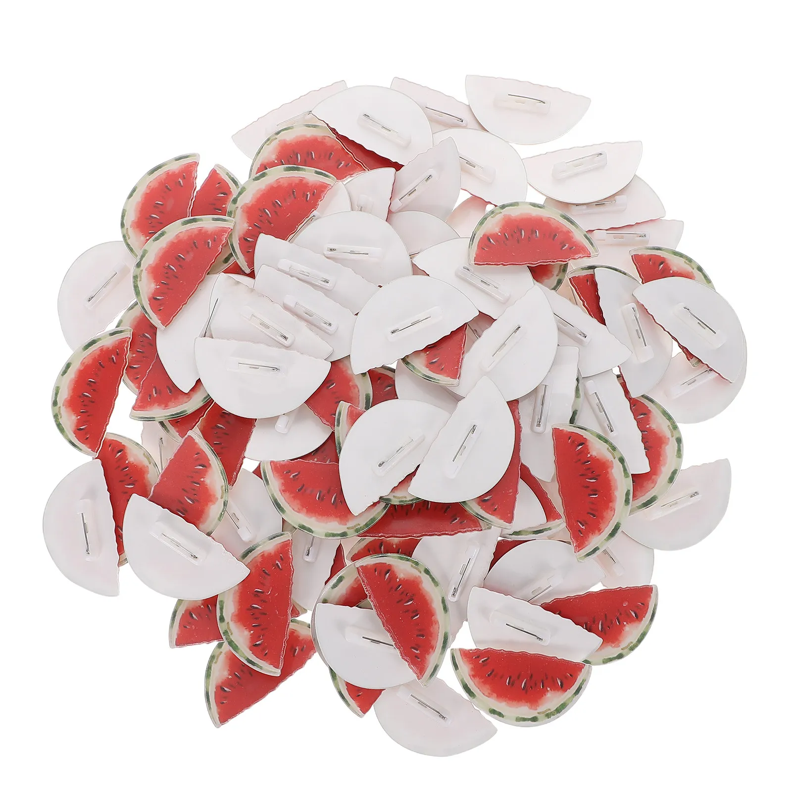 100Pcs Watermelon Brooches Cute Acrylic Lapel Pins Summer Luau Party Fruit Badge Pin Brooch Decoration Gifts for Women Men