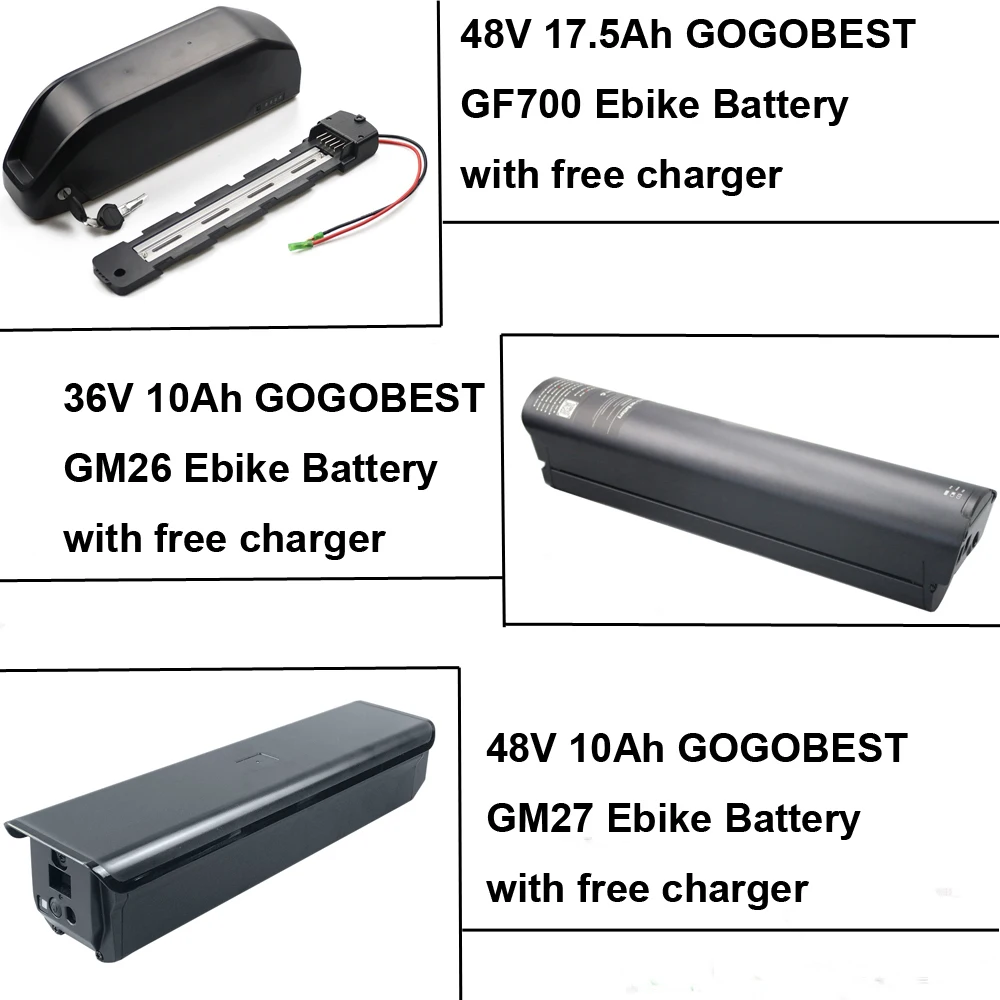 E-Bike GOGOBEST Battery 36V 48V 10Ah 17.5Ah Electric Bike Battery for GF700 GM26 GM27 Electric Bicycle