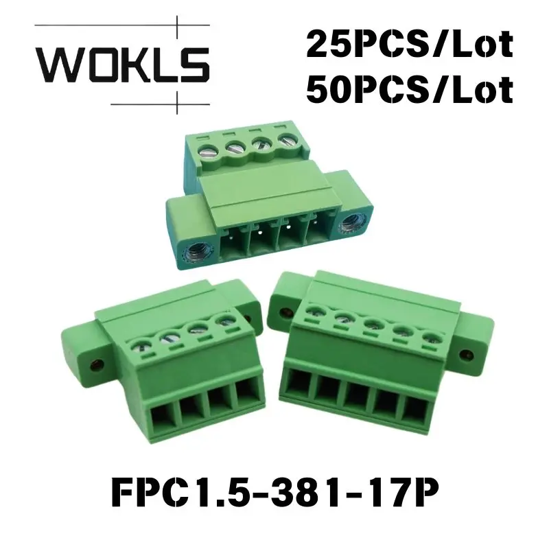 25/50PCS SCZ3.81/180F IMC1.5-STGF-3.81 15EDGKRP KF2EDGRKP 3.81mm Pitch Plug-in Separable PCB Terminal Block Wire Connector