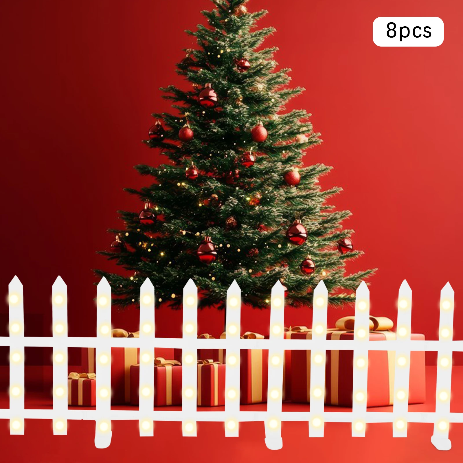 

Светильник для рождественской елки, освещение для забора, украшение для мини-заборника, светодиодные гирлянды, рождественский забор снеговика с пультом дистанционного управления