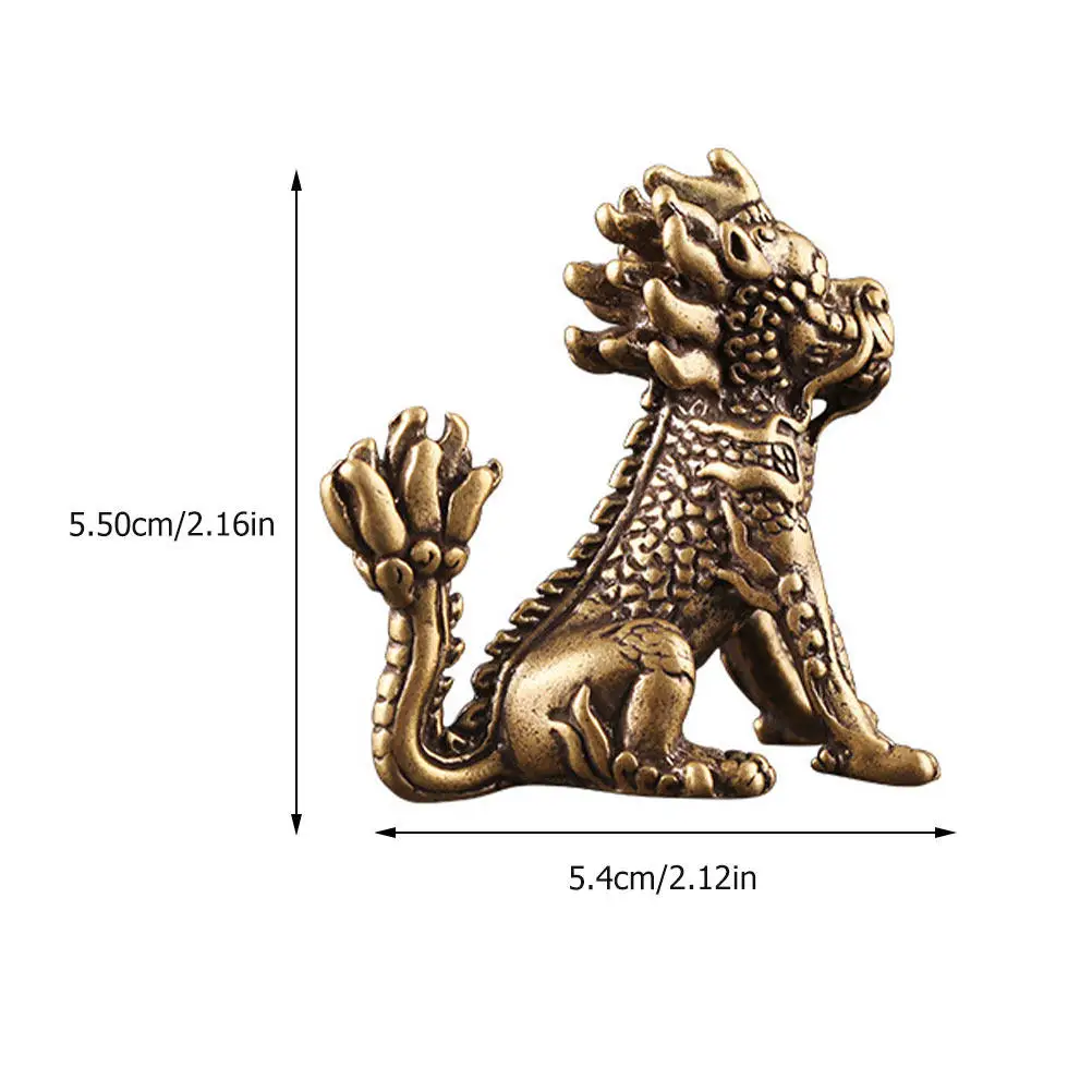 1Pcs Style Kirin Statue Brass Desktop Adorn Home Office Decor Vintage Kirin Ornament Exquisite Handicraft Housewarming