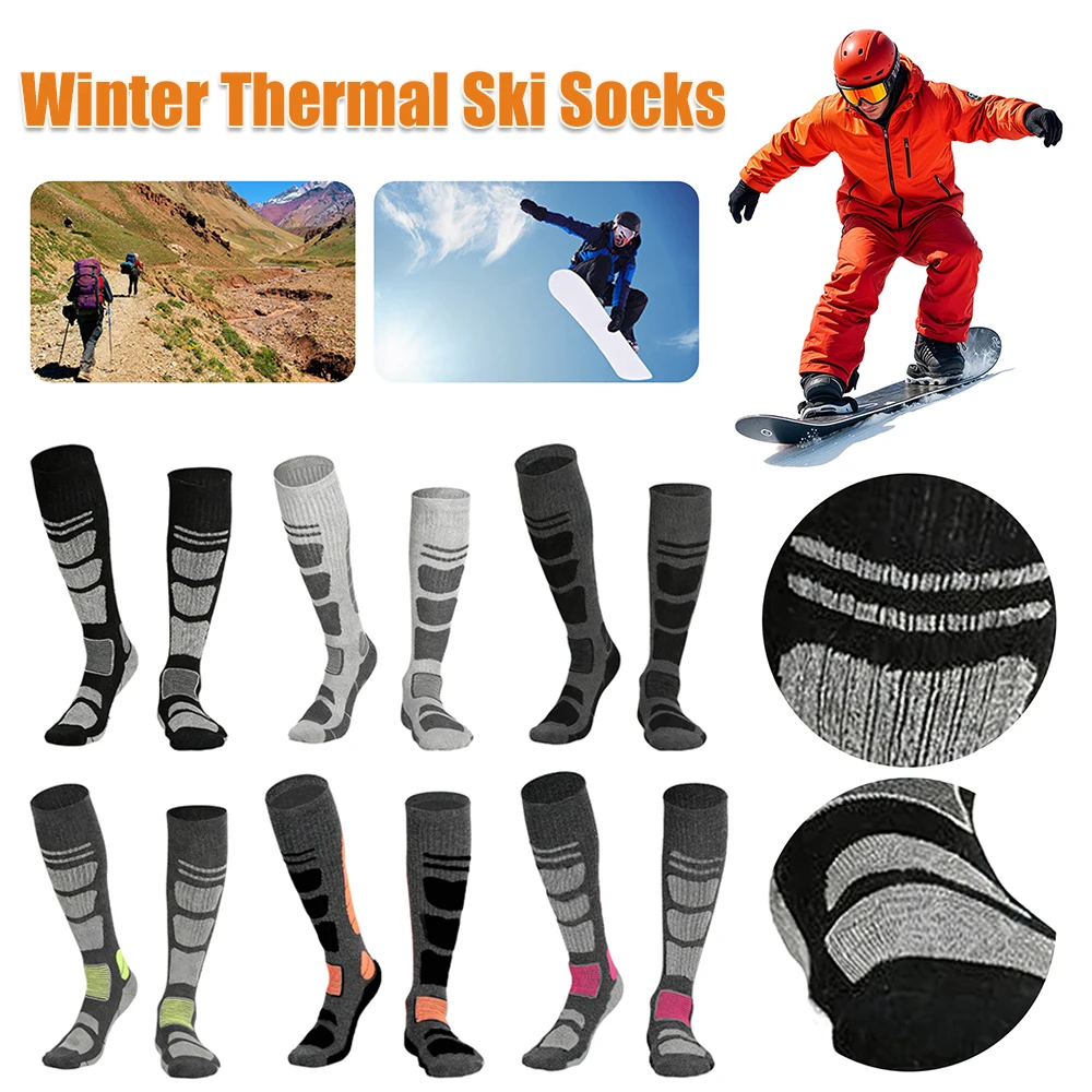 

Thicken Warm Hiking Socks Wear Resist Over-The-Knee Wool Socks Merino Wool Compression Socks for Hiking Outdoor Climbing Sports