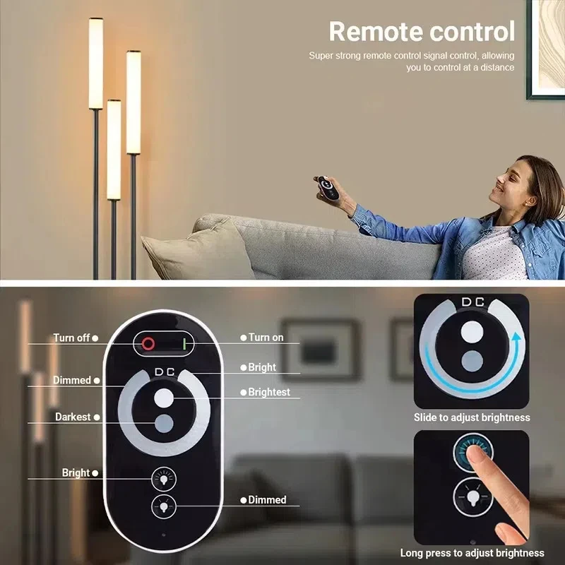 Modern Dimmable LED Shelf Floor Lamp Storage Standing Induction Lighting with Remote Control for Indoor Home Decor