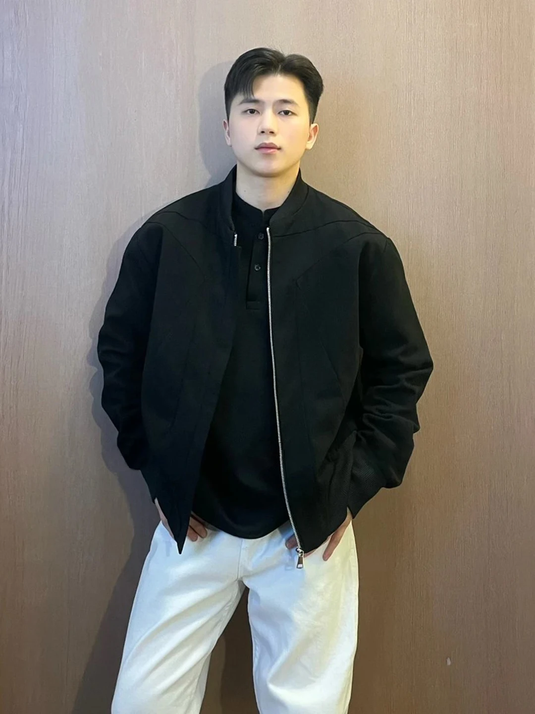 

Cleanfit Deconstructed ort Heavyweight Waed Men's Jaet oulder Enhancing American Sle Baseball Coat Casual Canvas