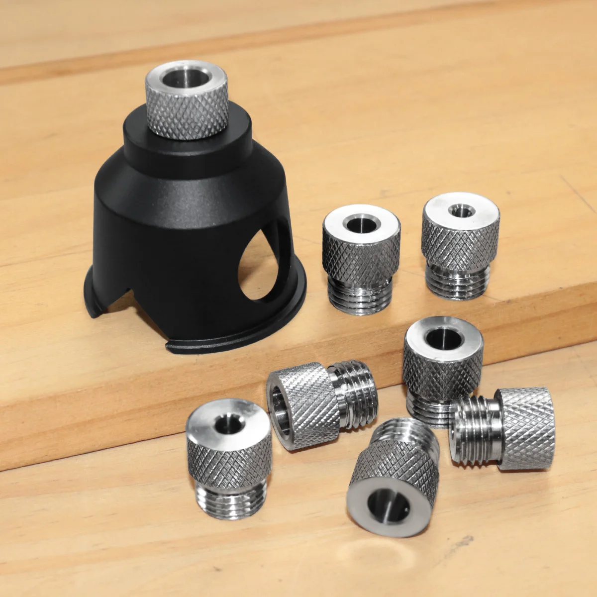 3-10mm Aluminum Vertical Drill Guide with 8 Steel Bushings - 90 Degree Positioner for Straight Hole Drilling