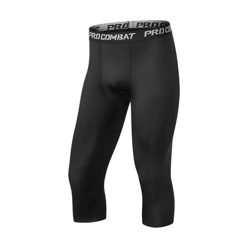 Pantalones Capri de compresión para hombre, mallas transpirables de secado rápido para gimnasio, correr, baloncesto, entrenamiento, Fitness, licra,