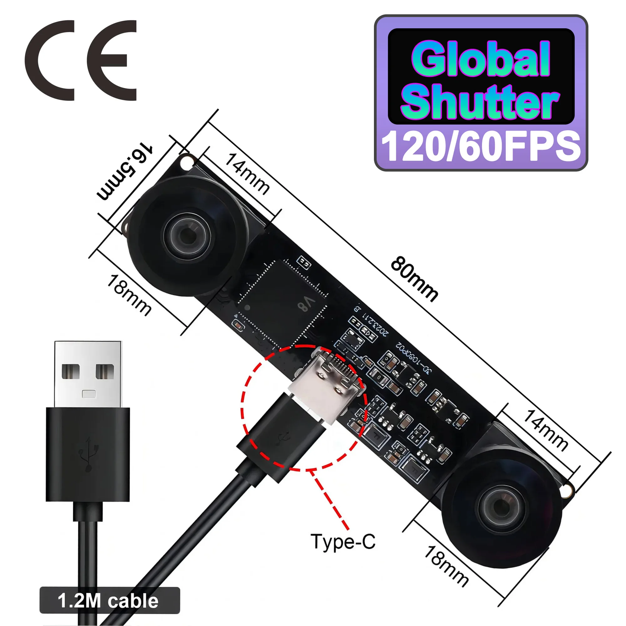 60 кадров в секунду/120 кадров в секунду/с, 3D стерео USB-модуль камеры с глобальным затвором, синхронная 3200x1200, высокоскоростная USB-веб-камера для 3D Vision, VR-машины