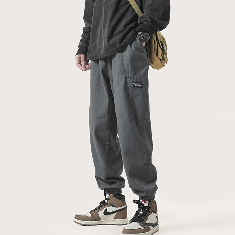 

Повседневные рабочие брюки для мужчин, весенне-осенние, в гонконгском стиле, с японской ретро-вышивкой, свободные спортивные длинные брюки