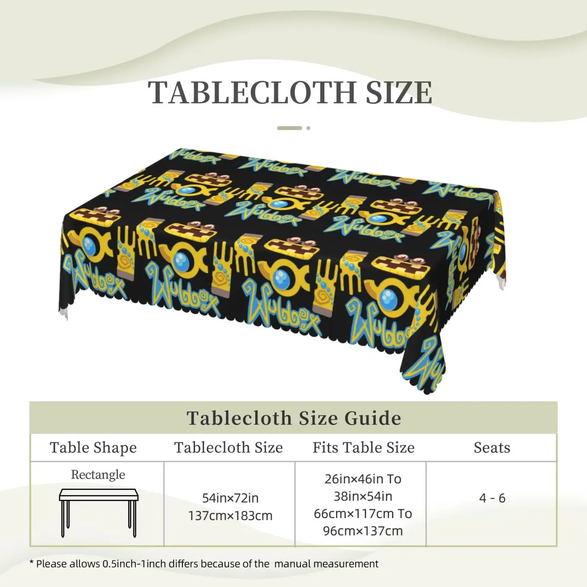 Wubbox My Singing Monsters Customized Rectangular Tablecloth Oilproof Table Cover for Dining Events Table Cloth