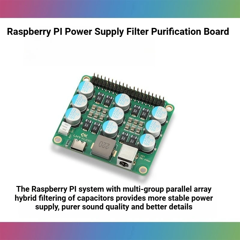 Raspberry pi pi4/5 dc fonte de alimentação filtro purificador redução ruído atualização módulo expansão placa acessório áudio alta fidelidade