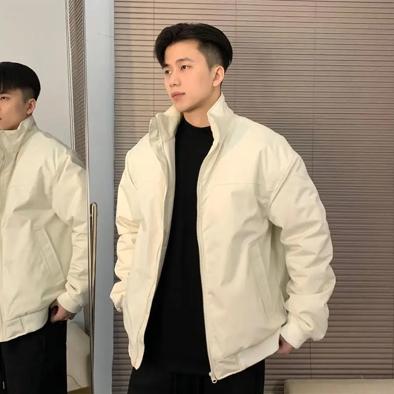 

American Sle Tee-Proof Jaet Men's Spring Autumn Workwear ort Sve Stand Collar Casual Youth Polyester Fiber